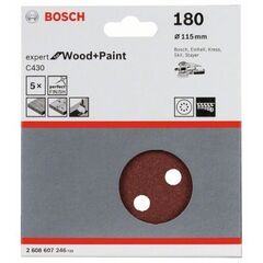  C430 Expert for Wood Schleifpapier für Exzenterschleifer Bosch Schleifblatt C430, 5er-Pack, für Exzenterschleifer 12376532