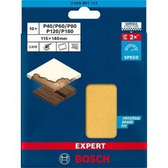  EXPERT C470 Schleifblatt-Sets mit 6 Löchern für Schwingschleifer Bosch EXPERT C470 Schleifpapier-Set für Schwingschleifer, 115 x 140 mm, G 2x40/2x60/2x80/2x120/2x180, 10-tlg., für Exzenterschleifer 12375596