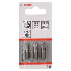  Extra Hard Schrauberbitpacks, Pozidriv Bosch Dreiteiliges Schrauberbit-Set, Extra Hard, für Bohrmaschinen 12376988