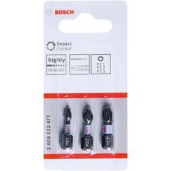  Schrauberbit-Packs Impact Control Pozidriv Bosch Impact Control PZ-Schrauberbits, 3‑teilig, für Schraubendreher 12377059