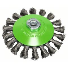 Heavy for Inox Gezopfte Kegelbürste für Winkelschleifer Bosch Kegelbürste, 115 mm, gezopfter Draht, Edelstahl, für kleine Winkelschleifer 12377433