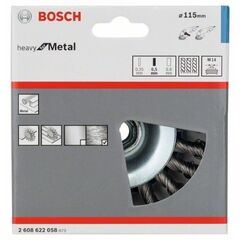  Heavy for Metal Gezopfte Kegelbürste für Winkelschleifer Bosch Kegelbürste, 115 mm, gezopfter Stahldraht, für kleine Winkelschleifer 12377429