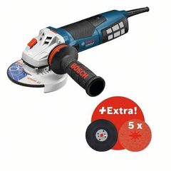  Profi-Sets Bosch Set: GWS 19-125 CIE, Strongflex-Kabel, 5x X-LOCK Fiberschleifscheibe,Stützteller 12377798