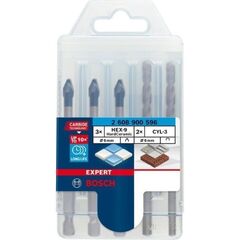  Fliesenbohrer EXPERT HEX-9 HardCeramic Bohrer-Sets Bosch EXPERT HEX-9 HardCeramic Bohrer Mixed Set, 6 mm, 5-tlg., für Dreh- und Schlagbohrer 12370335