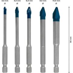  Fliesenbohrer EXPERT HEX-9 HardCeramic Bohrer-Sets Bosch EXPERT HEX-9 HardCeramic Bohrer-Set, 4/5/6/8/10 mm, 5-tlg., für Dreh- und Schlagbohrer 12370337
