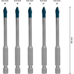  Bohrer-Sets EXPERT HEX-9 HardCeramic Bohrer-Sets Bosch EXPERT HEX-9 HardCeramic Dachziegel-Bohrer-Set, 5 mm, 5-tlg., für Dreh- und Schlagbohrer 12370336