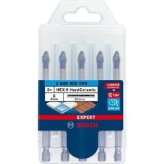  Bohrer-Sets EXPERT HEX-9 HardCeramic Bohrer-Sets Bosch EXPERT HEX-9 HardCeramic Dachziegel-Bohrer-Set, 6 mm, 5-tlg., für Dreh- und Schlagbohrer 12370338