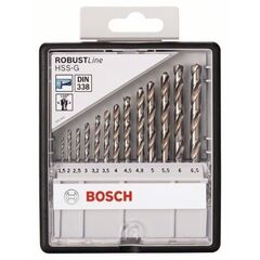  Metallbohrer HSS-G DIN338 Metallbohrer-Sets Robust Line Bosch 13-tlg. Metallbohrer-Set, Robust Line, HSS-G, 135°, 1,5–6,5 mm, für Bohrmaschinen 12372095