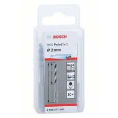  HSS PointTeQ Spiralbohrer mit Sechskantschaft Bosch HSS PointTeQ Sechskantbohrer 2 mm, 10-tlg., für Dreh- und Schlagbohrer 12371919