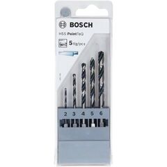  HSS PointTeQ Spiralbohrer-Sets mit Sechskantschaft Bosch 5-tlg. HSS PointTeQ Sechskantbohrer-Set, 2–6 mm, für Dreh- und Schlagbohrer 12372103