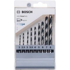  HSS PointTeQ Spiralbohrer-Sets mit Sechskantschaft Bosch 9-tlg. HSS PointTeQ Sechskantbohrer-Set, 2–8 mm, für Dreh- und Schlagbohrer 12372105