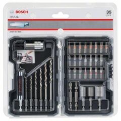  Schrauberbit- und Steckschlüssel-Sets Extra Hard Metal Sets mit HSS-Spiralbohrern und Schrauberbits, 35-teilig Bosch 35-tlg. Set mit Bohrern und Schrauberbits, HSS-G, Extra Hard, PH, PZ, SL, H, T, für Bohrmaschinen 12372248