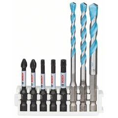  HEX-9 MultiConstruction und Impact Power Bit Mixed Sets Bosch Hex-9 MultiConstruction, 5/6/8 mm; Impact Power-Bit, 50 mm PH2, PZ2, T20, T25, T30, für Schlagschrauber 12372249