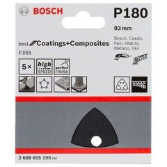  Schleifen und Polieren F355 Best for Coatings and Composites Schleifpapier für Deltaschleifer Bosch Schleifblatt F355, 5er-Pack, für Deltaschleifer 12372787