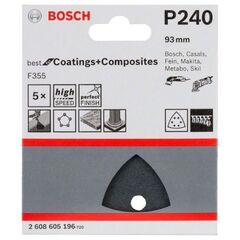  F355 Best for Coatings and Composites Schleifpapier für Deltaschleifer Bosch Schleifblatt F355, 5er-Pack, für Deltaschleifer 12372791