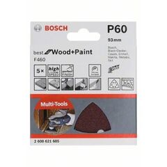  Für Deltaschleifer, Multifunktionswerkzeuge und Multischleifer F460 Best for Wood and Paint Schleifpapier für Multifunktionswerkzeuge Bosch Schleifblatt F460 BfWP, G60, 93 mm, für oszillierende Multifunktionswerkzeuge 12372783