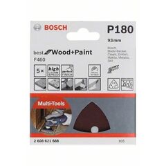  Schleifen und Polieren F460 Best for Wood and Paint Schleifpapier für Multifunktionswerkzeuge Bosch Schleifblatt F460 BfWP, G180, 93 mm, für oszillierende Multifunktionswerkzeuge 12372779