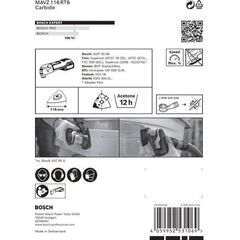  EXPERT MAVZ 116 RT6 Schleifplatten Bosch EXPERT Sanding Plate MAVZ 116 RT6 Blatt für Multifunktionswerkzeuge, 116 mm, für oszillierende Multifunktionswerkzeuge 12372772