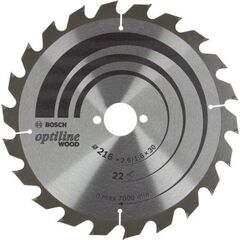  Kreissägeblätter Optiline Wood für Tischsägen Bosch Optiline Wood Kreissägeblatt 216 x 2,6/1,6 x 30, 22 Zähne, für Tischsägen 12373354
