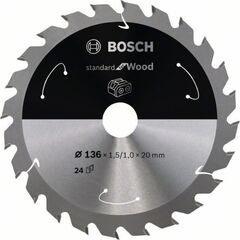  Kreissägeblätter Standard for Wood für Akku-Handkreissägen Bosch Kreissägeblatt für Akkusägen Standard for Wood, 136 x 1,5/1 x 20, 24 Zähne, für Handkreissägen 12373240