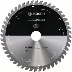  Kreissägeblätter Standard for Wood für Akku-Gehrungssägen Bosch Kreissägeblatt für Akkusägen Standard for Wood, 216 x 1,7/1,2 x 30, 48 Zähne, für Kapp- und Gehrungssägen 12373256