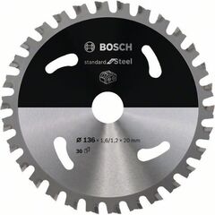  Kreissägeblätter Standard for Steel für Akku-Handkreissägen Bosch Kreissägeblatt für Akkusägen Standard for Steel, 136 x 1,6/1,2 x 20, 30 Zähne, für Handtrockensägen 12373412