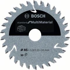  Blätter für Akku-Kreissägen Standard for MultiMaterial für Handkreissägen Bosch Standard for Multi Material Kreissägeblatt für Akkusägen, 85 x 1,5/1 x 15, 30 Zähne, für Handkreissägen 12373407