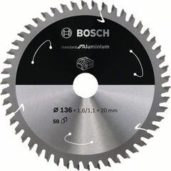  Blätter für Akku-Kreissägen Standard for Aluminium für Handkreissägen Bosch Kreissägeblatt für Akkusägen Standard for Aluminium, 136 x 1,6/1,1 x 20, 50 Zähne, für Handkreissägen 12373417