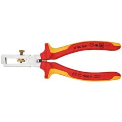  Abisolierzangen universal KNIPEX 11 06 160 Abisolierzange mit Öffnungsfeder, universal isoliert mit Mehrkomponenten-Hüllen, VDE-geprüft verchromt 160 mm 12380412