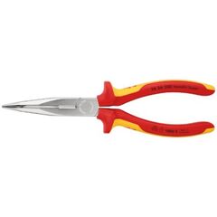  Flachrundzangen mit Schneide (Storchschnabelzangen) KNIPEX 26 26 200 Flachrundzange mit Schneide (Storchschnabelzange) isoliert mit Mehrkomponenten-Hüllen, VDE-geprüft verchromt 200 mm 12380832