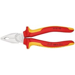  Kombizangen KNIPEX 03 06 180 Kombizange isoliert mit Mehrkomponenten-Hüllen, VDE-geprüft verchromt 180 mm 12380249