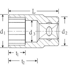  Steckschlüsseleinsatz 1/2'' 52 1/2" (12,5 mm) Steckschlüsseleinsatz SW. 9 mm L. 38 mm 12361256