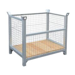  Gitterboxen müba-Schwerlast-Gitterbox mit Holzboden, lichtes Maß zwischen den Holmen 1,08x0,68m, Füllhöhe 80cm, Tragfähigkeit 2000kg, verzinkt 12444605