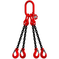  4-Strang-Kettengehänge, mit schwarz lackierter Kette mit Standard-Aufhängering McBULL® 4-Strang-Kettengehänge, GK8, schwarz, 6 mm, 1 Meter, Typ1 12399938