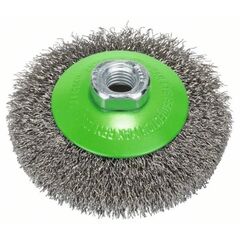  Clean for Inox Gewellte Pinselbürste für Winkelschleifer Bosch Kegelbürste, 100 mm, gewellter Draht, Edelstahl, für kleine Winkelschleifer 12377432