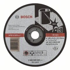  Expert for Inox Gekröpfte Schruppscheiben, 22,23-mm-Bohrung für große Winkelschleifer Bosch Schruppscheibe gekröpft Expert for Inox, für große Winkelschleifer mit Spannmutter 12377362