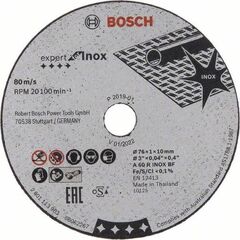  Expert for Inox Trennscheiben mit gerader Ausführung, 10-mm-Bohrung für Mini-Winkelschleifer Bosch Expert for Inox 5-tlg. x 76 x 1 x 10-mm-Trennscheibe, für Mini-Winkelschleifer 12377267