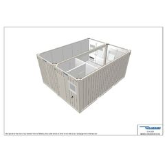  Büro- /Mannschaftscontainer mit Sanitärabteil Containex 20' DOPPELANLAGE mit Windfang und Toilette - RIH 2,54m inkl. zementg. Boden - weiß 1238760