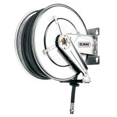  Druckluft, Wasser (max. 100 °C), 50-150 bar, Edelstahl ELMAG INDUSTRIE Schlauchaufroller Edelstahl 564/26 f. Druckluft u. Wasser 130°C, 150bar, ohne Schlauch 12411800
