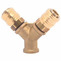  2-fach-Verteiler, Messing ELMAG 2-fach-Verteiler (ohne Kupplungen) IG 3/8", Messing 12411221