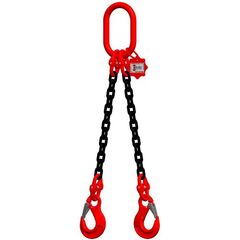  2-Strang-Kettengehänge, mit schwarz lackierter Kette mit Standard-Aufhängering McBULL® 2-Strang-Kettengehänge, GK8, schwarz, 8 mm, 1 Meter, Typ4 12399541