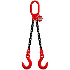  2-Strang-Kettengehänge, mit schwarz lackierter Kette mit Standard-Aufhängering McBULL® 2-Strang-Kettengehänge, GK8, schwarz, 7 mm, 1 Meter, Typ6 12399535