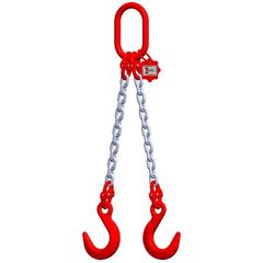  2-Strang-Kettengehänge, mit galvanisch verzinkter Kette mit Standard-Aufhängering McBULL® 2-Strang-Kettengehänge, GK8, galv. verz., 13 mm, 1 Meter, Typ6"GV" 12399778