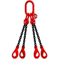  4-Strang-Kettengehänge, mit schwarz lackierter Kette mit Sonder-Aufhängering (für Kranhaken DIN 15401 Nr. 8) McBULL® 4-Strang-Kettengehänge, GK8, schwarz, 8 mm, 1 Meter, Typ2K8 12400087