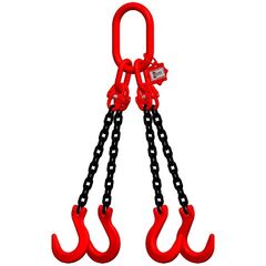  4-Strang-Kettengehänge, mit schwarz lackierter Kette mit Standard-Aufhängering McBULL® 4-Strang-Kettengehänge, GK8, schwarz, 7 mm, 1 Meter, Typ3 12399947