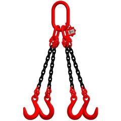 4-Strang-Kettengehänge, mit schwarz lackierter Kette mit Sonder-Aufhängering (für Kranhaken DIN 15401 Nr. 8) McBULL® 4-Strang-Kettengehänge, GK8, schwarz, 7 mm, 1 Meter, Typ6K8 12400083
