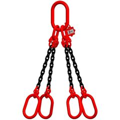  4-Strang-Kettengehänge, mit schwarz lackierter Kette mit Sonder-Aufhängering (für Kranhaken DIN 15401 Nr. 8) McBULL® 4-Strang-Kettengehänge, GK8, schwarz, 7 mm, 1 Meter, Typ8K8 12400085