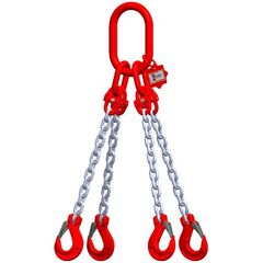  4-Strang-Kettengehänge, mit galvanisch verzinkter Kette mit Sonder-Aufhängering (für Kranhaken DIN 15401 Nr. 8) McBULL® 4-Strang-Kettengehänge, GK8, galv. verz., 8 mm, 1 Meter, Typ1K8"GV" 12400313