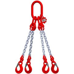  4-Strang-Kettengehänge, mit galvanisch verzinkter Kette mit Sonder-Aufhängering (für Kranhaken DIN 15401 Nr. 8) McBULL® 4-Strang-Kettengehänge, GK8, galv. verz., 7 mm, 1 Meter, Typ4K8"GV" 12400308