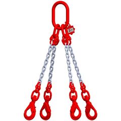  4-Strang-Kettengehänge, mit galvanisch verzinkter Kette mit Standard-Aufhängering McBULL® 4-Strang-Kettengehänge, GK8, galv. verz., 10 mm, 1 Meter, Typ7"GV" 12400233